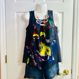 Rachel Roy Artsy Boho Indie Multicolor Top Size 2